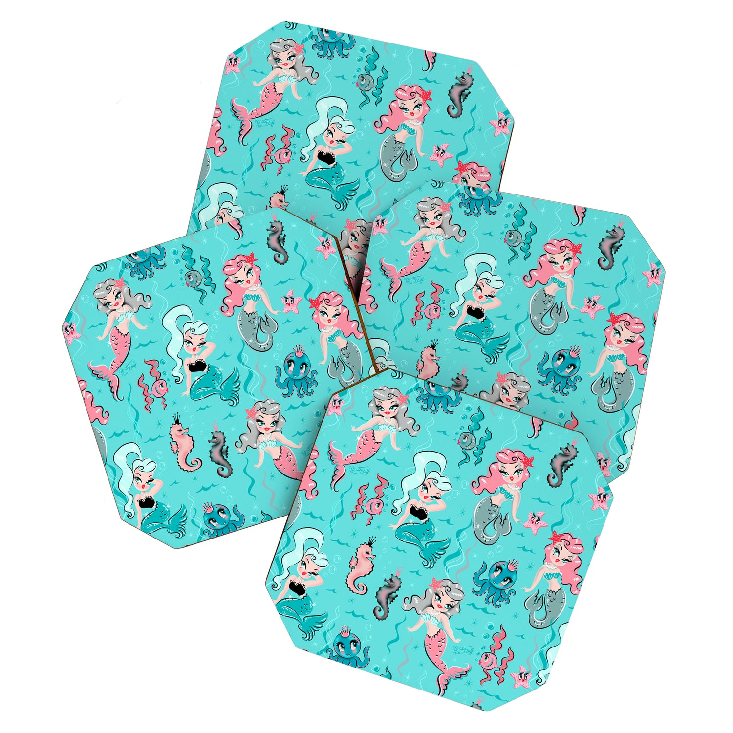 Babydoll Mermaids on Aqua Coaster Gallery Image 1