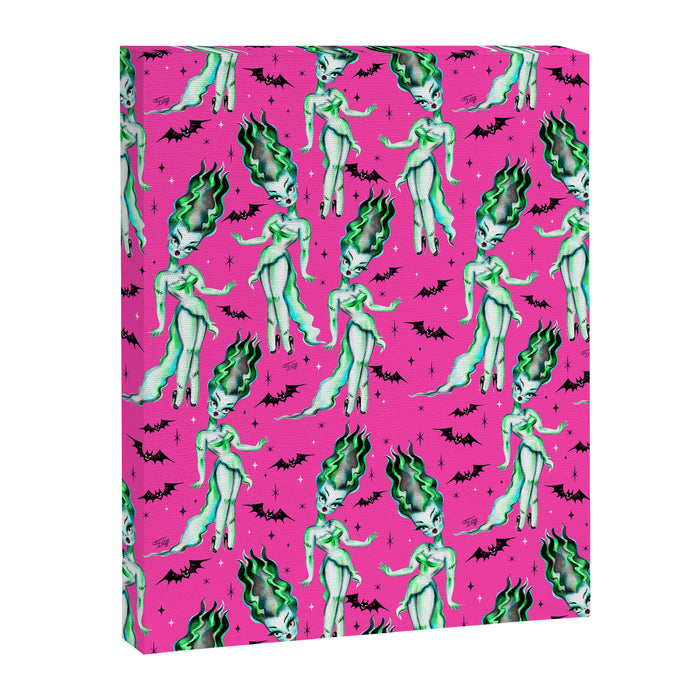 Bride of Frankenstein on Hot Pink Canvas Print Gallery Image 1