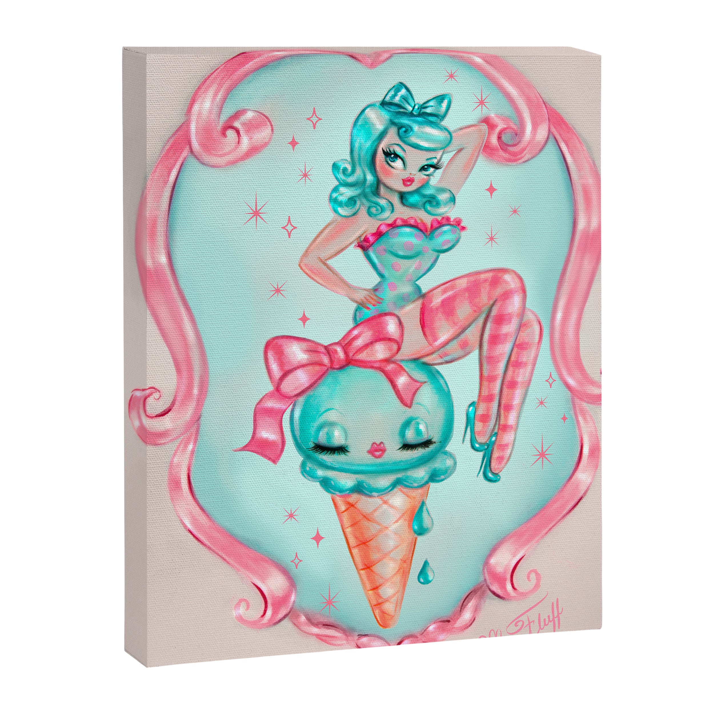 Candy Blue Ice Cream Pin Up Doll Canvas Print Gallery Image 6