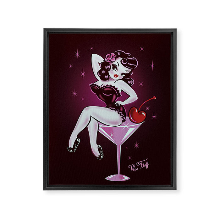 Cherry Martini Girl Framed Canvas Print Gallery Image 1