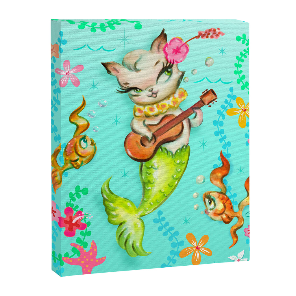 Mermaid Cat with Ukulele Canvas Print Gallery Image 8