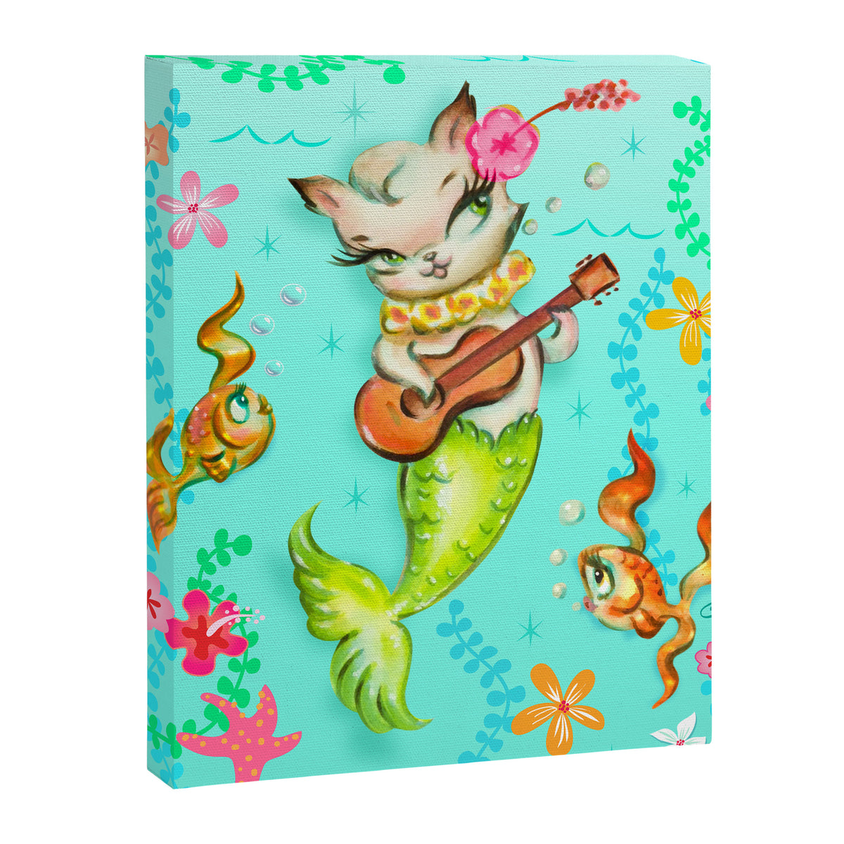 Mermaid Cat with Ukulele Canvas Print Gallery Image 8