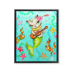 Mermaid Cat with Ukulele Framed Canvas Print Gallery Image 8