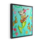 Mermaid Cat with Ukulele Framed Canvas Print Gallery Image 2