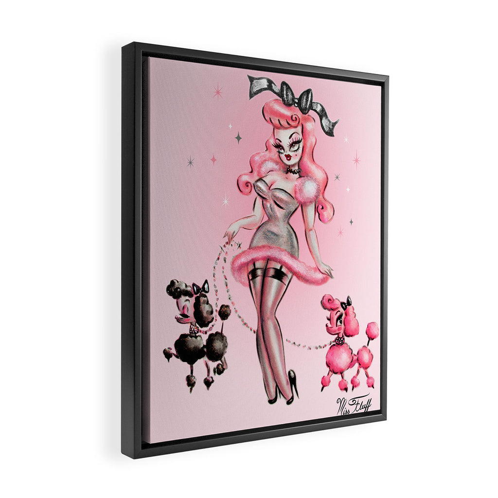 Miss Pink Poodle Framed Canvas Print Gallery Image 2