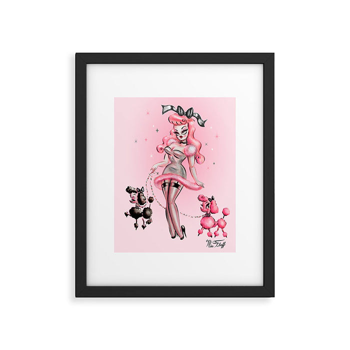 Miss Pink Poodle Framed Art Print Gallery Image 1