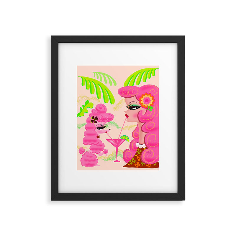 Palm Springs Pink Poodle Martini Girl Framed Art Print Gallery Image 6