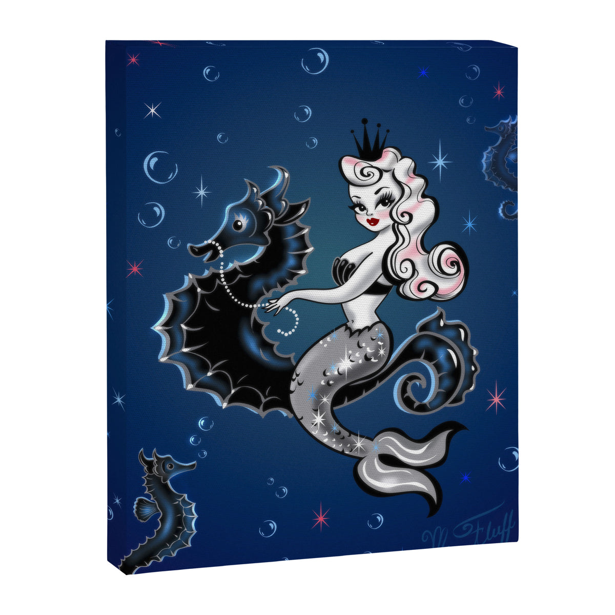 Pearla the Mermaid Riding on a Seahorse Canvas Print Gallery Image 6