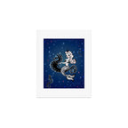 Pearla the Mermaid Riding on a Seahorse Art Print Gallery Image 1