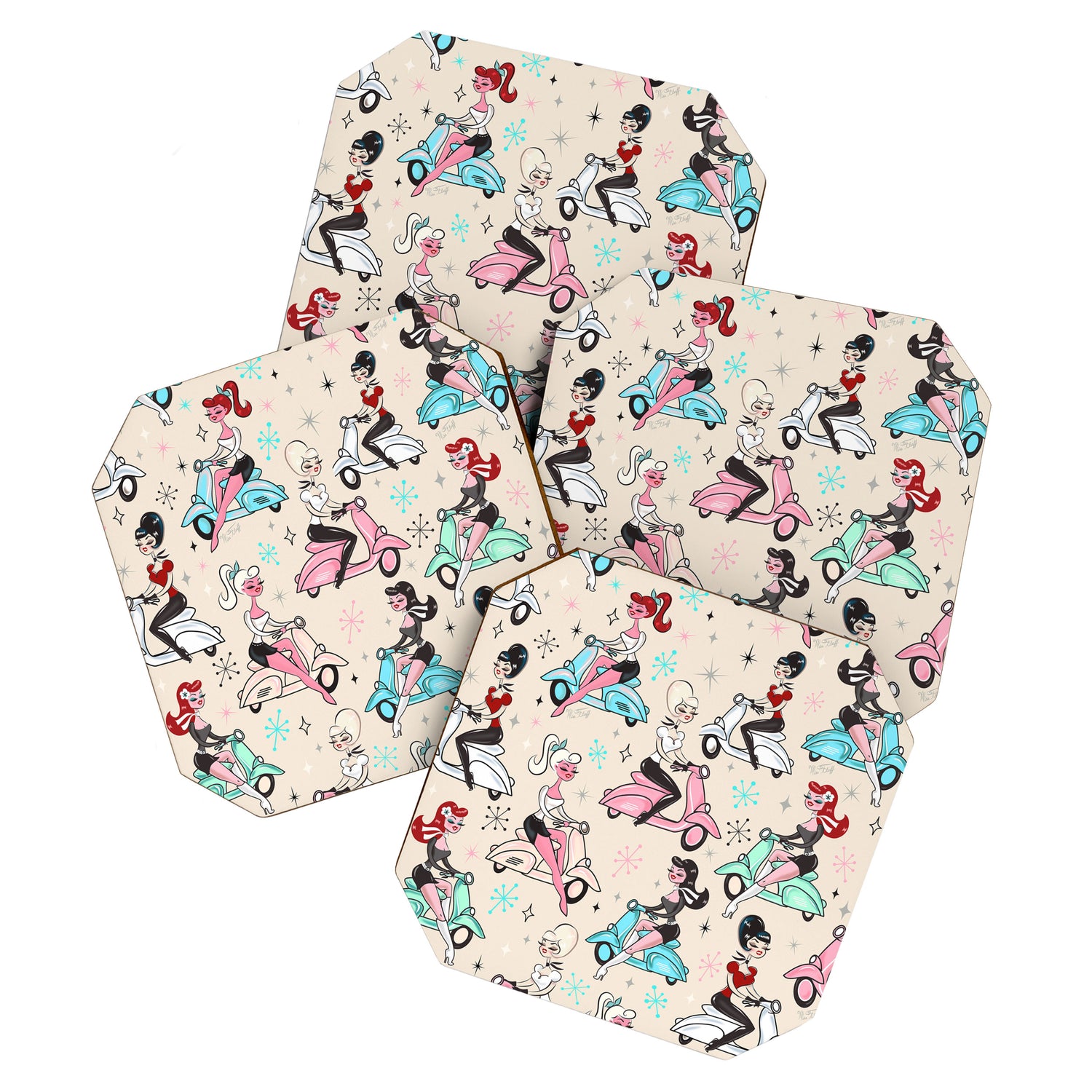 Scooter Girls Pattern Coaster Gallery Image 1