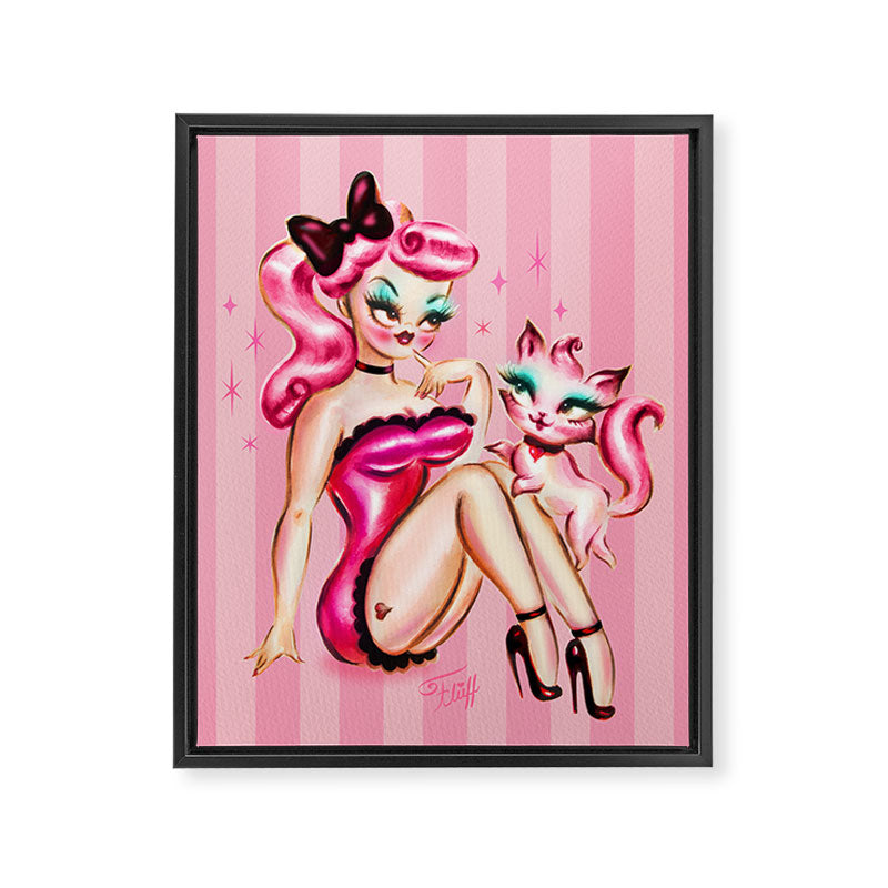 Smitten Kitten Pinup Doll Framed Canvas Print Gallery Image 3