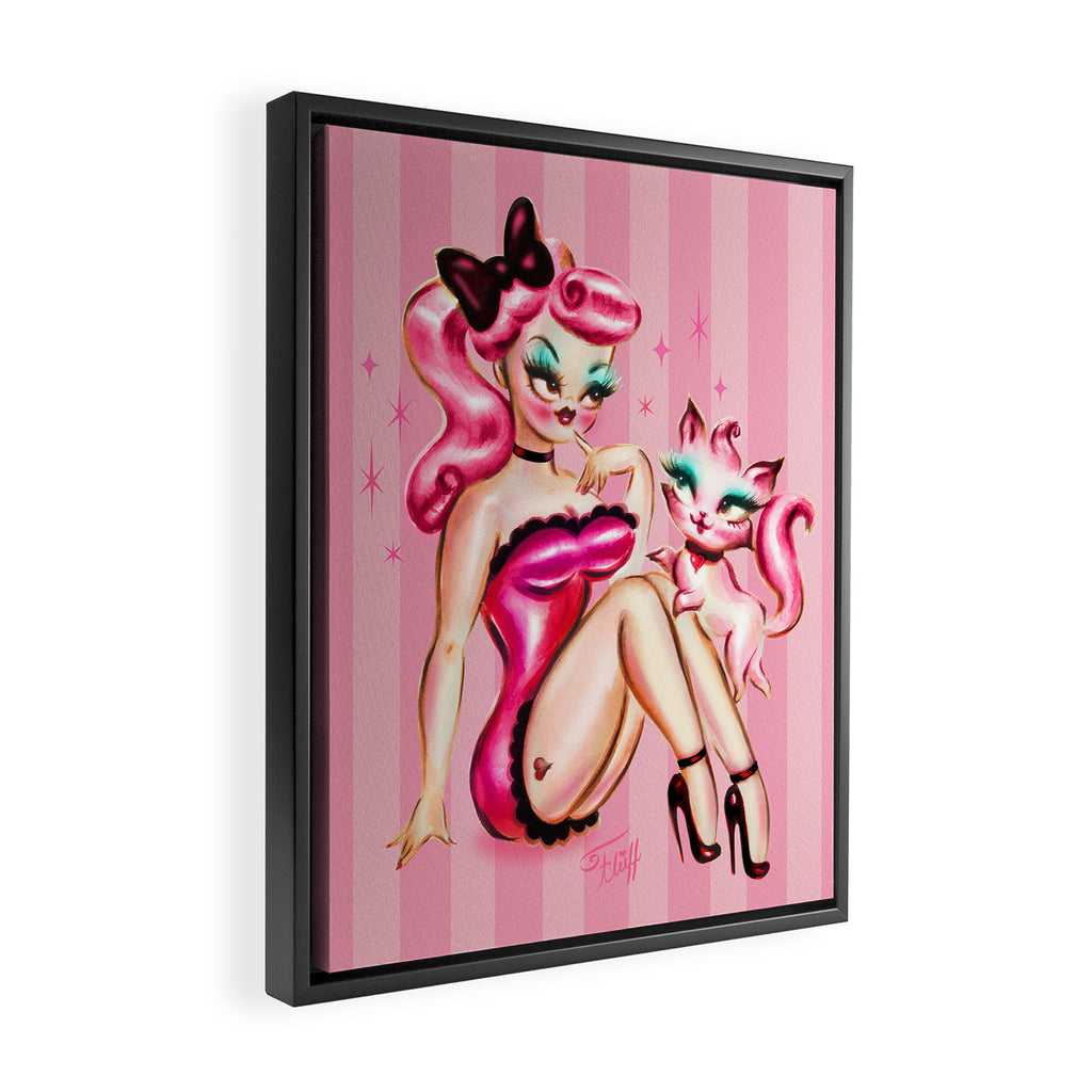 Smitten Kitten Pinup Doll Framed Canvas Print Gallery Image 2