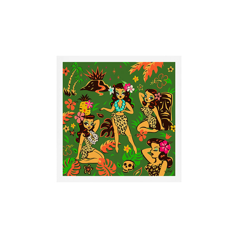 Tiki Temptress on Green Art Print Gallery Image 1