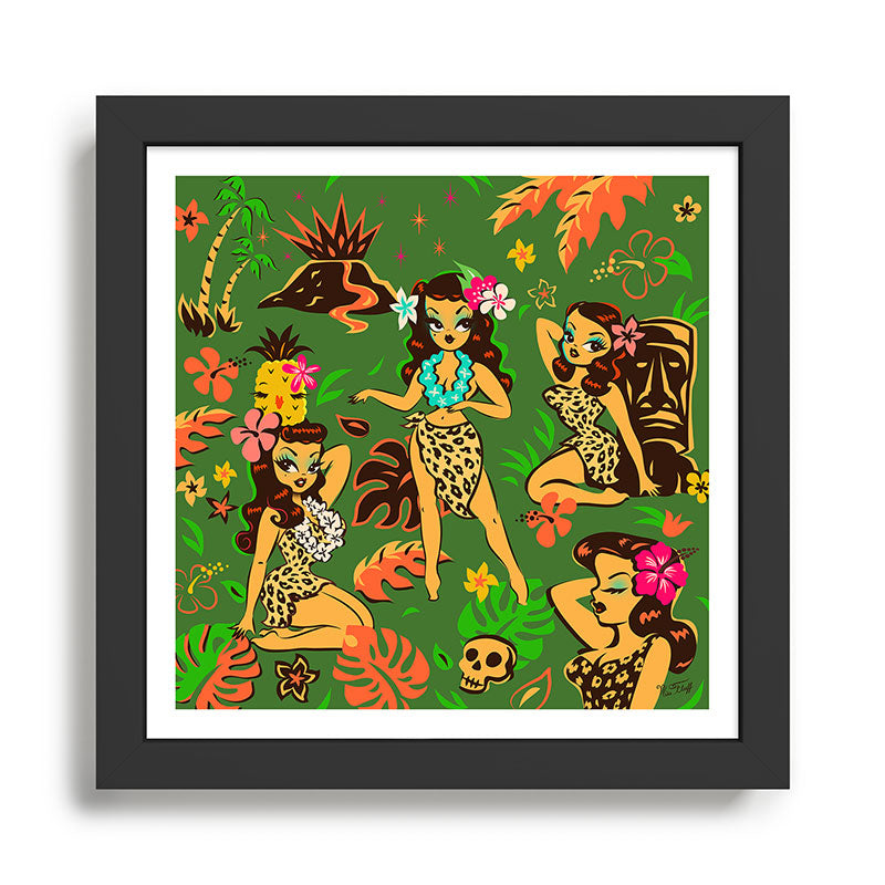 Tiki Temptress on Green Framed Art Print Gallery Image 1