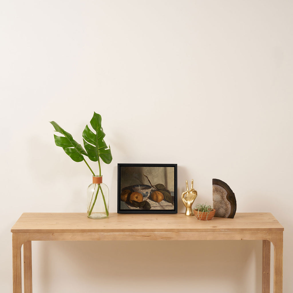 asian pears & transferware bowl Framed Canvas Print Gallery Image 4