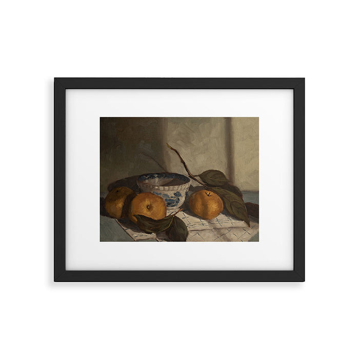 asian pears & transferware bowl Framed Art Print Gallery Image 1