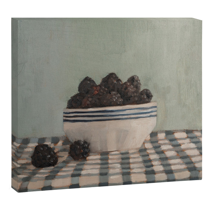 Blackberries on Checked Cloth Canvas Print Gallery Image 1