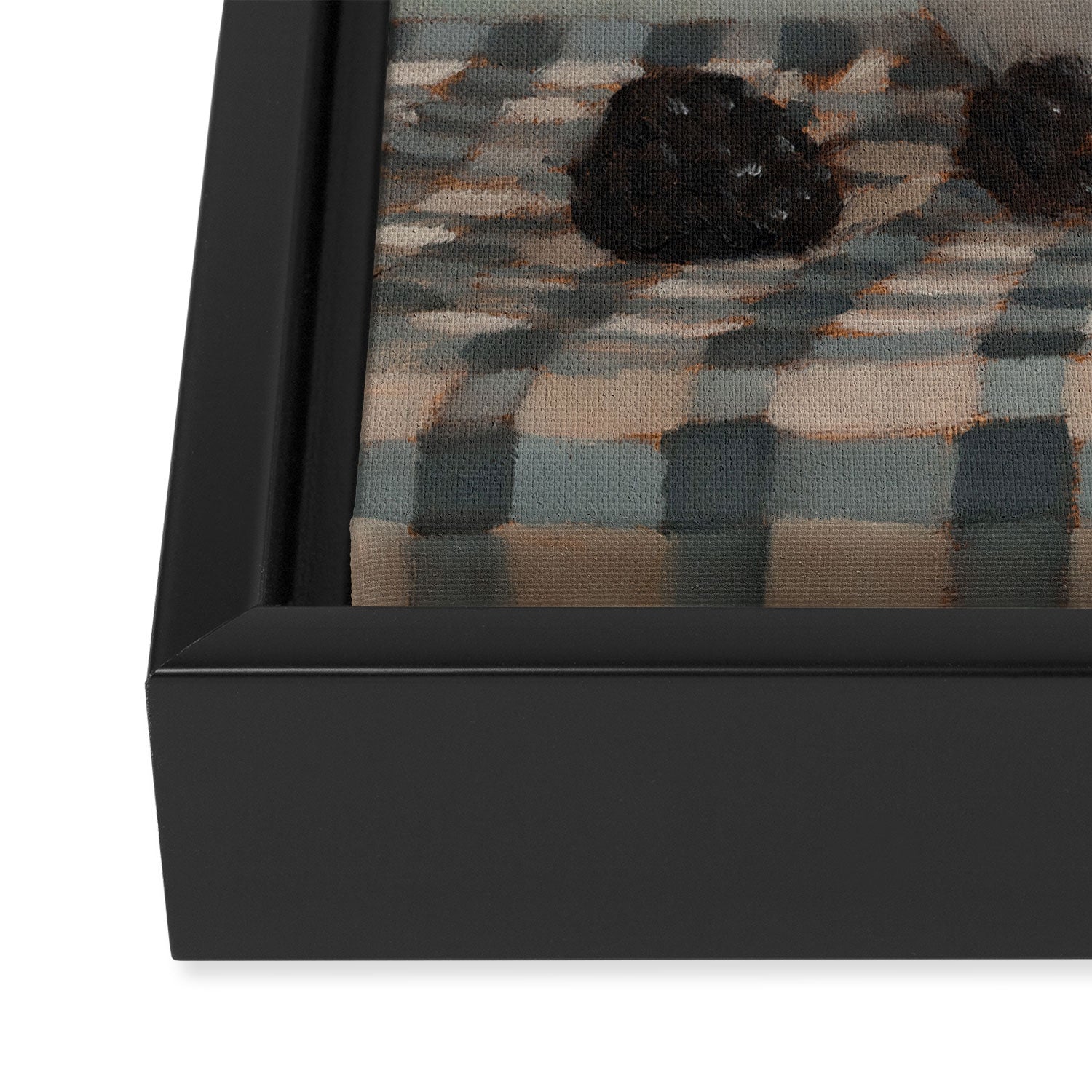 Blackberries on Checked Cloth Framed Canvas Print Gallery Image 3