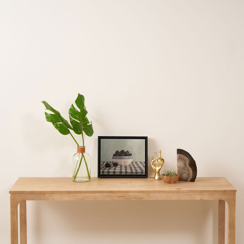 Blackberries on Checked Cloth Framed Canvas Print Gallery Image 4