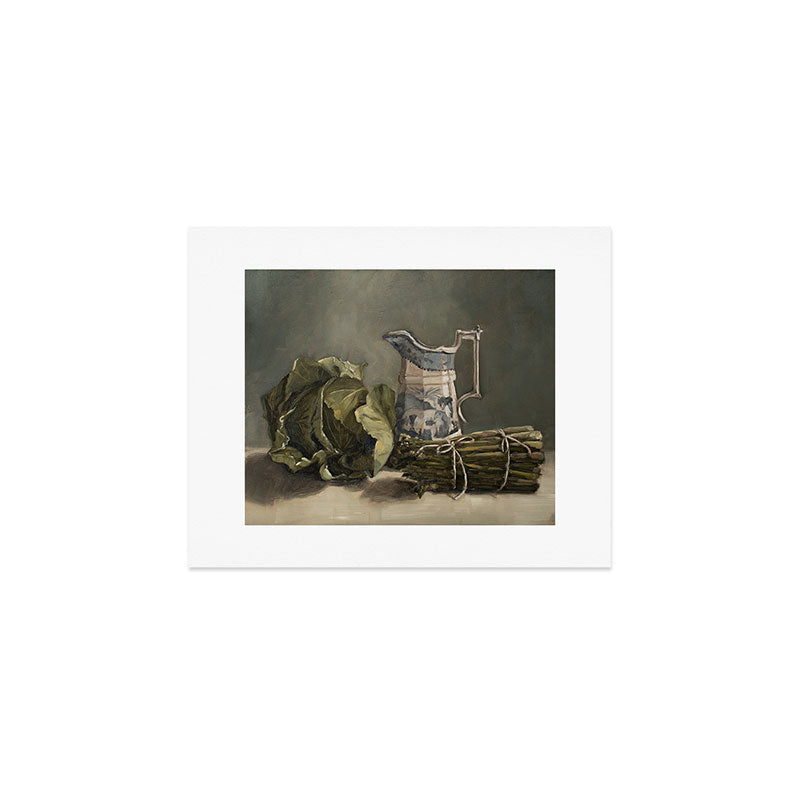 Blue Transferware & cabbage Art Print Gallery Image 1
