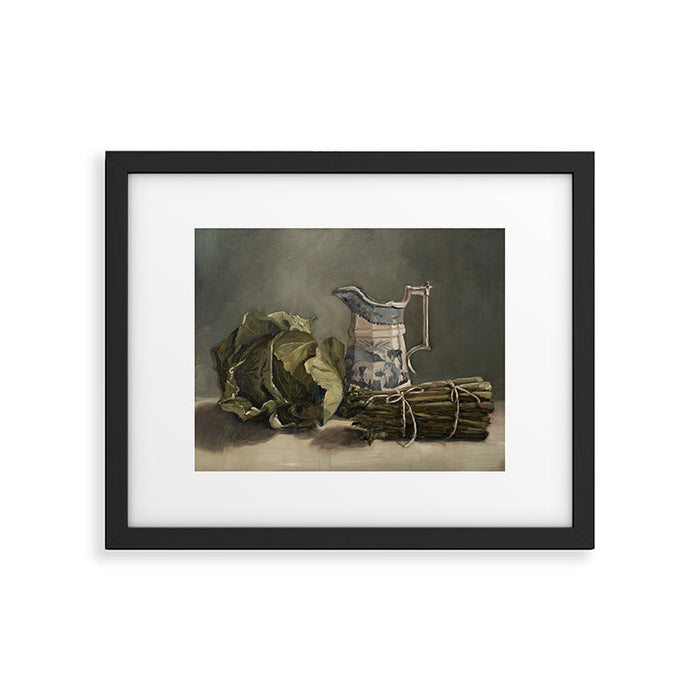 Blue Transferware & cabbage Framed Art Print Gallery Image 1