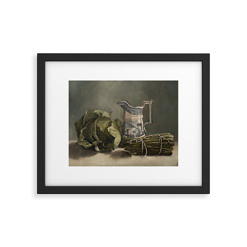 Blue Transferware & cabbage Framed Art Print Gallery Image 5