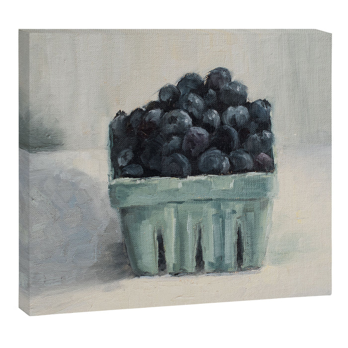 blueberries in a paper crate Canvas Print Gallery Image 1