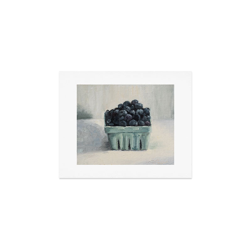 blueberries in a paper crate Art Print