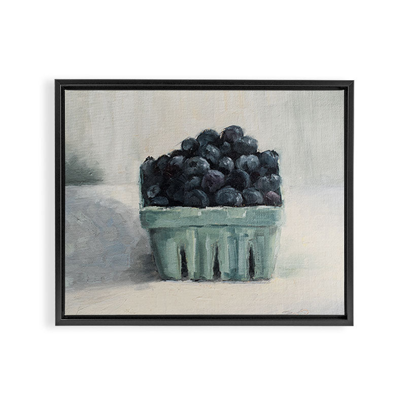 blueberries in a paper crate Framed Canvas Print Gallery Image 2
