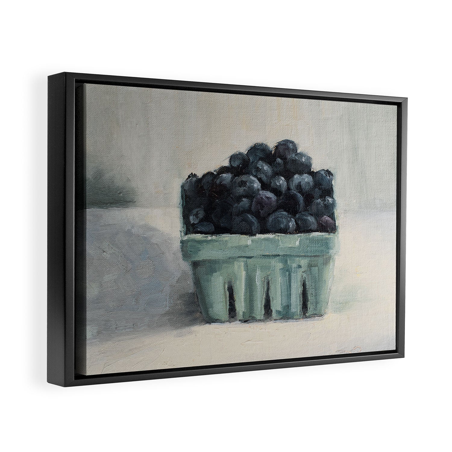 blueberries in a paper crate Framed Canvas Print Gallery Image 6