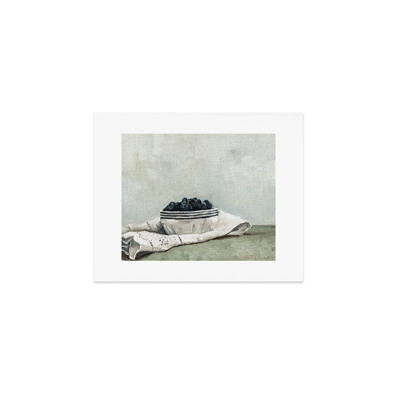 blueberries on a tea towel Art Print Gallery Image 1
