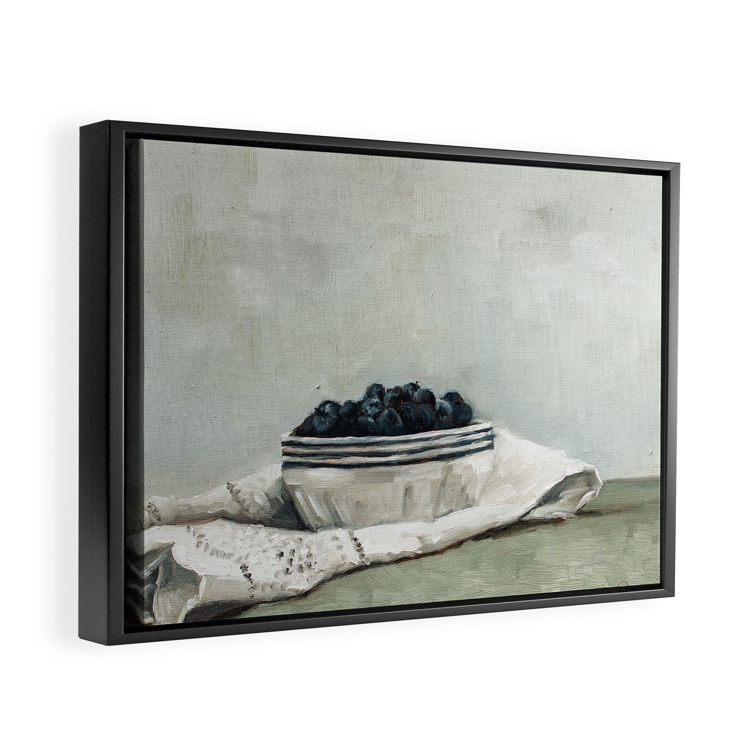 blueberries on a tea towel Framed Canvas Print Gallery Image 6