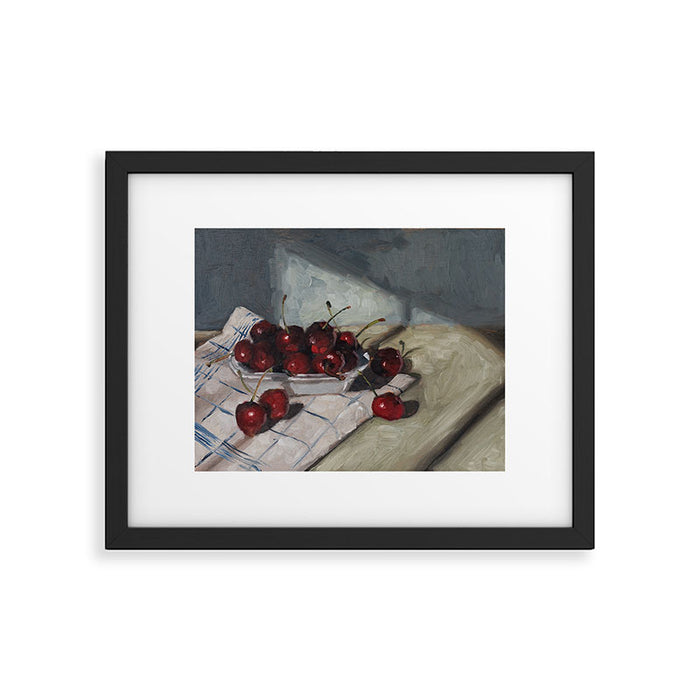 Cherries on a Tea Towel Framed Art Print Gallery Image 1