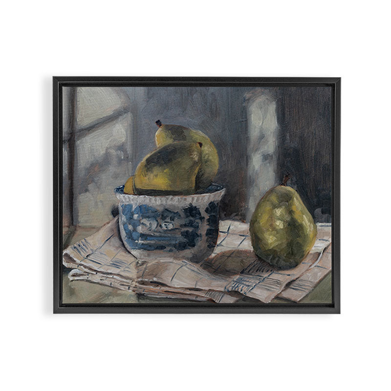 Pears in a Transferware Bowl (1) Framed Canvas Print Gallery Image 2