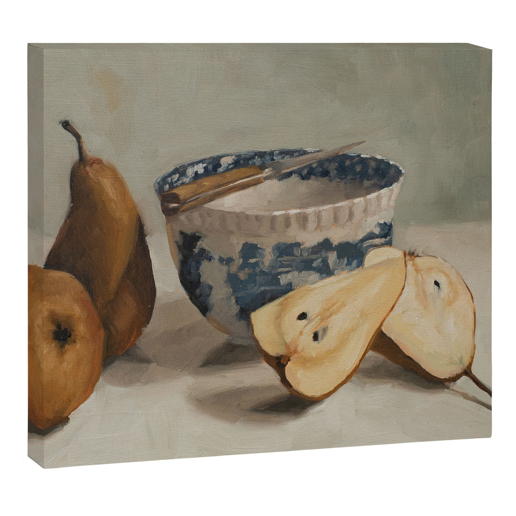 pears, knife, & transferware bowl Canvas Print Gallery Image 12