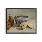 pears, knife, & transferware bowl Framed Canvas Print Gallery Image 12