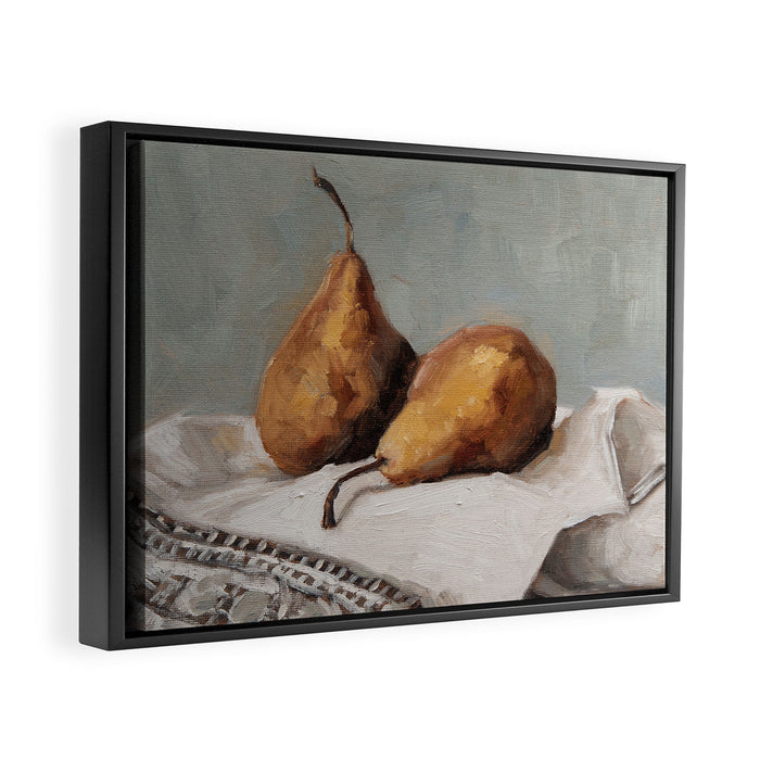 Pears on a Tea Towel 2 Framed Canvas Print Gallery Image 1