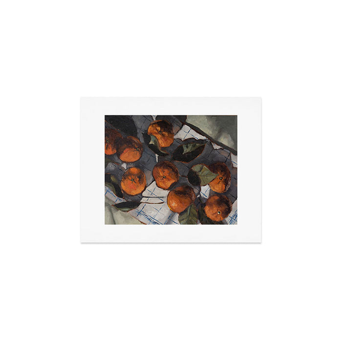 tangerines on a tea towel Art Print Gallery Image 1