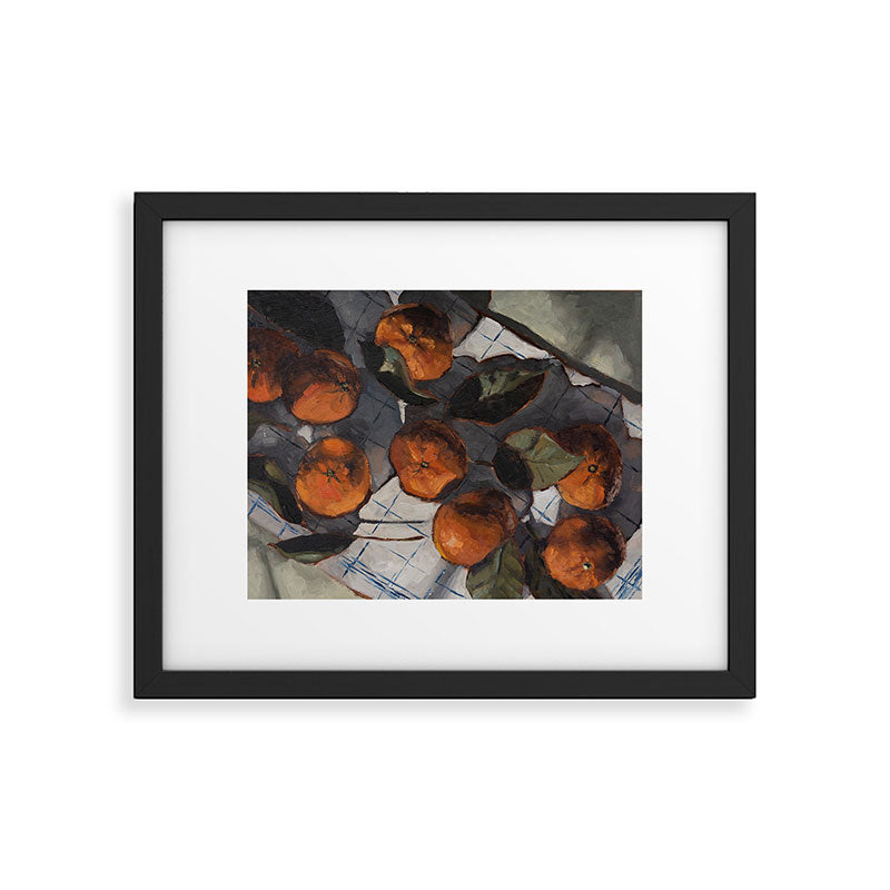 tangerines on a tea towel Framed Art Print Gallery Image 5