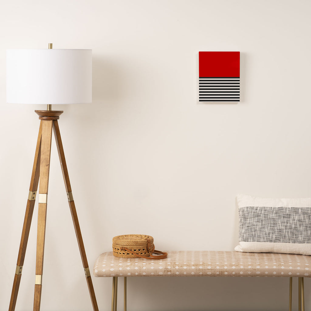 Half Striped Gray - Solid Red Canvas Print Gallery Image 2