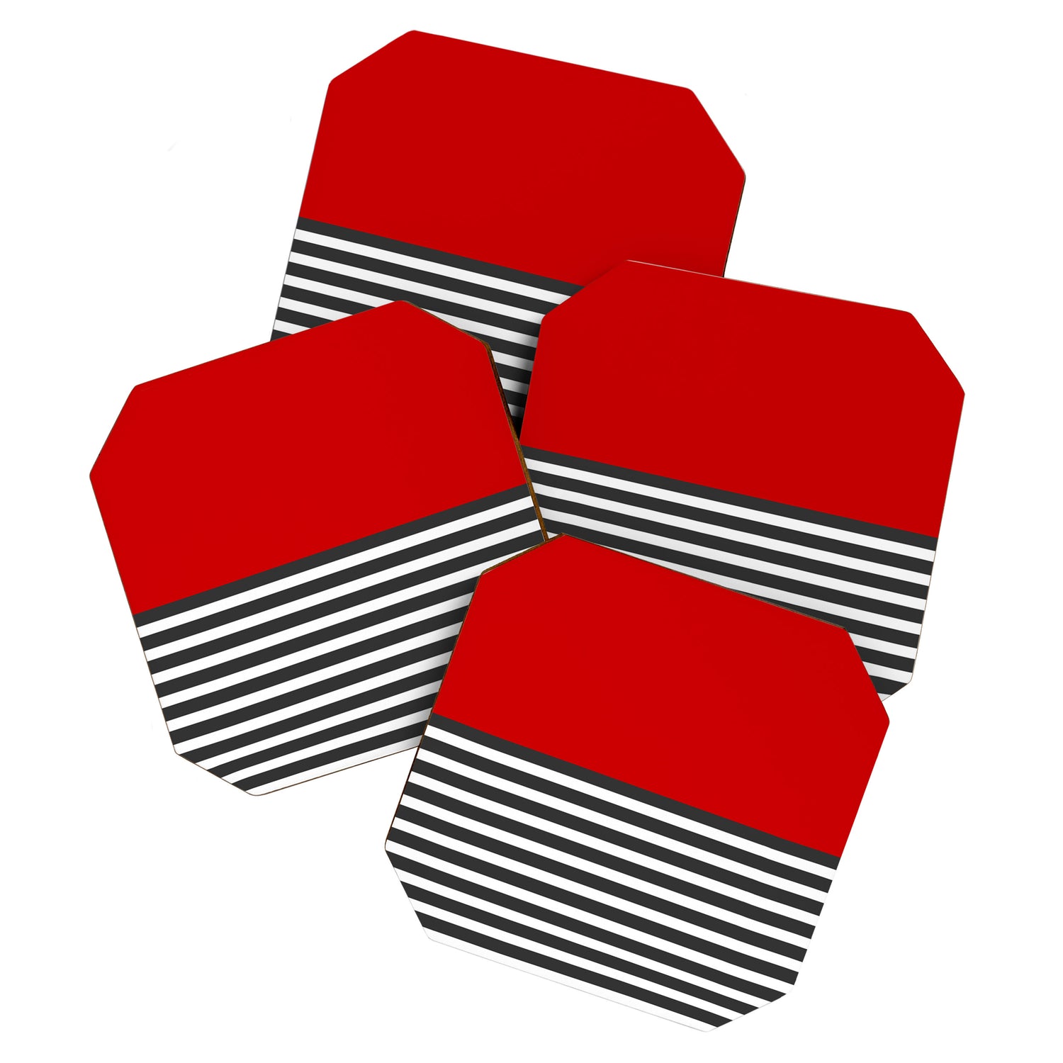 Half Striped Gray - Solid Red Coaster Gallery Image 1
