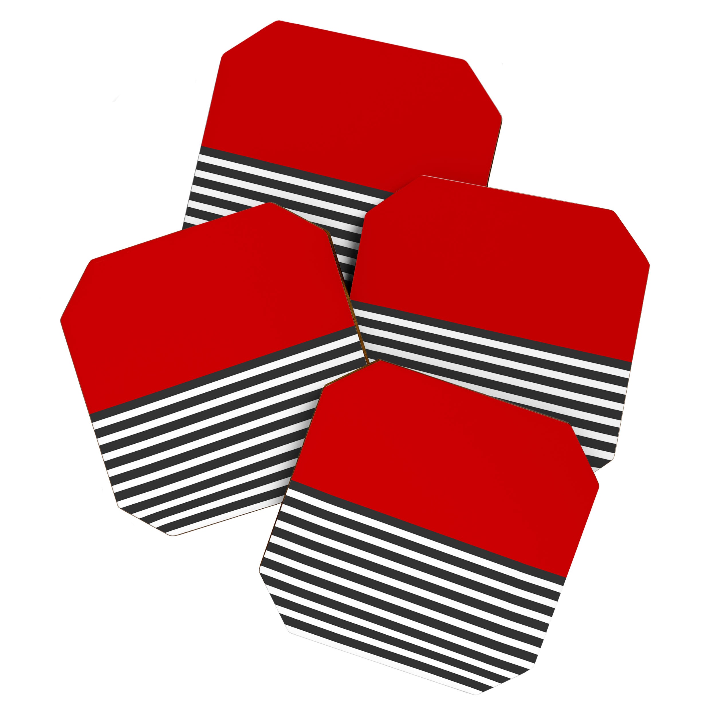 Half Striped Gray - Solid Red Coaster Gallery Image 1