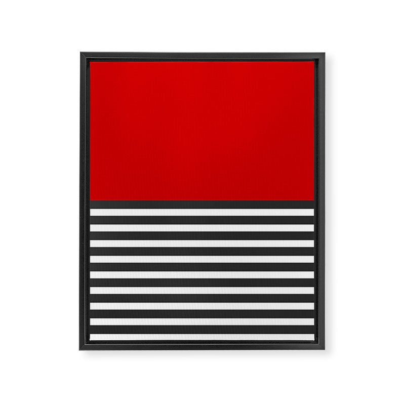 Half Striped Gray - Solid Red Framed Canvas Print Gallery Image 8