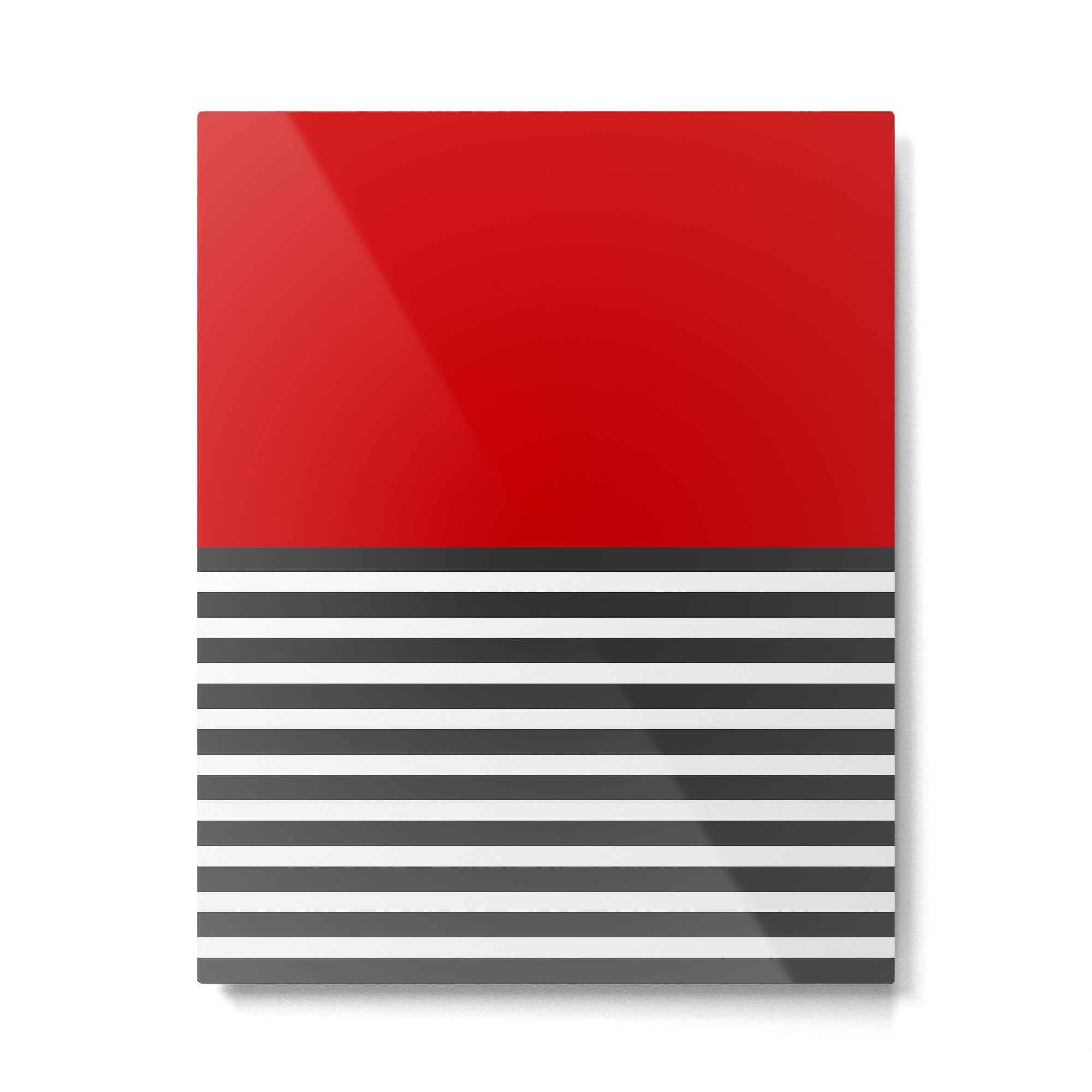 Half Striped Gray - Solid Red Metal Print Gallery Image 6