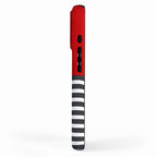 Half Striped Gray - Solid Red iPhone Case Gallery Image 2