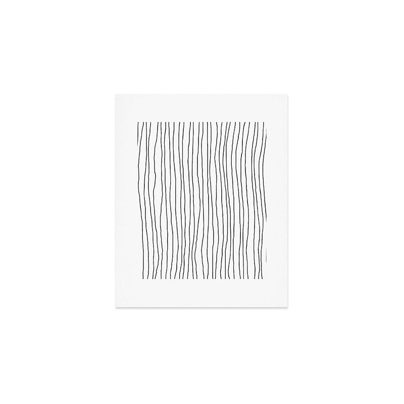 Hand Drawn Lines Vertical White Dark Gray Art Print Gallery Image 1
