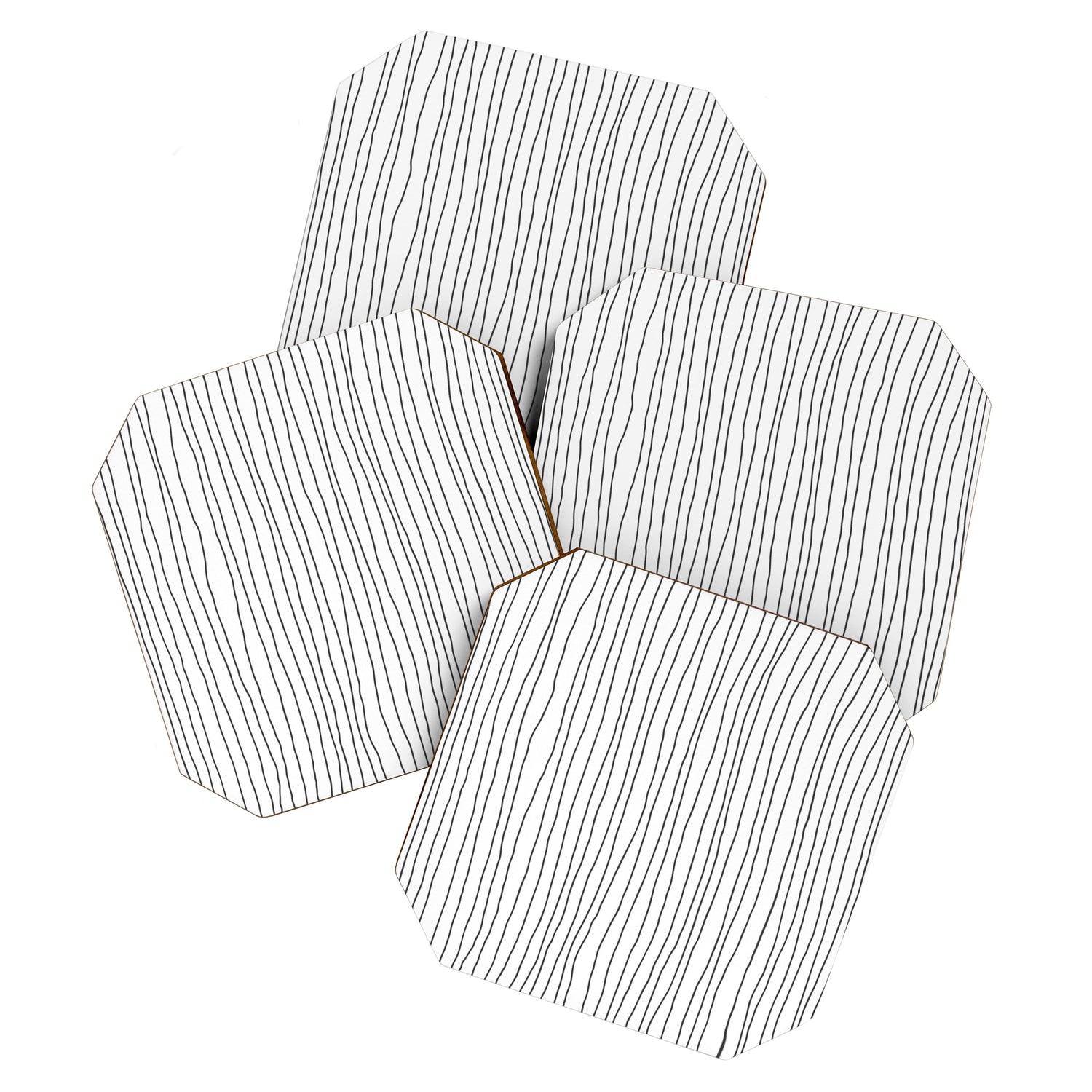 Hand Drawn Lines Vertical White Dark Gray Coaster Gallery Image 1
