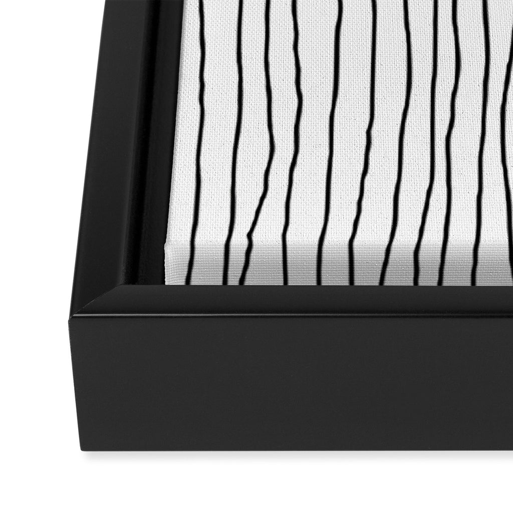 Hand Drawn Lines Vertical White Dark Gray Framed Canvas Print Gallery Image 3