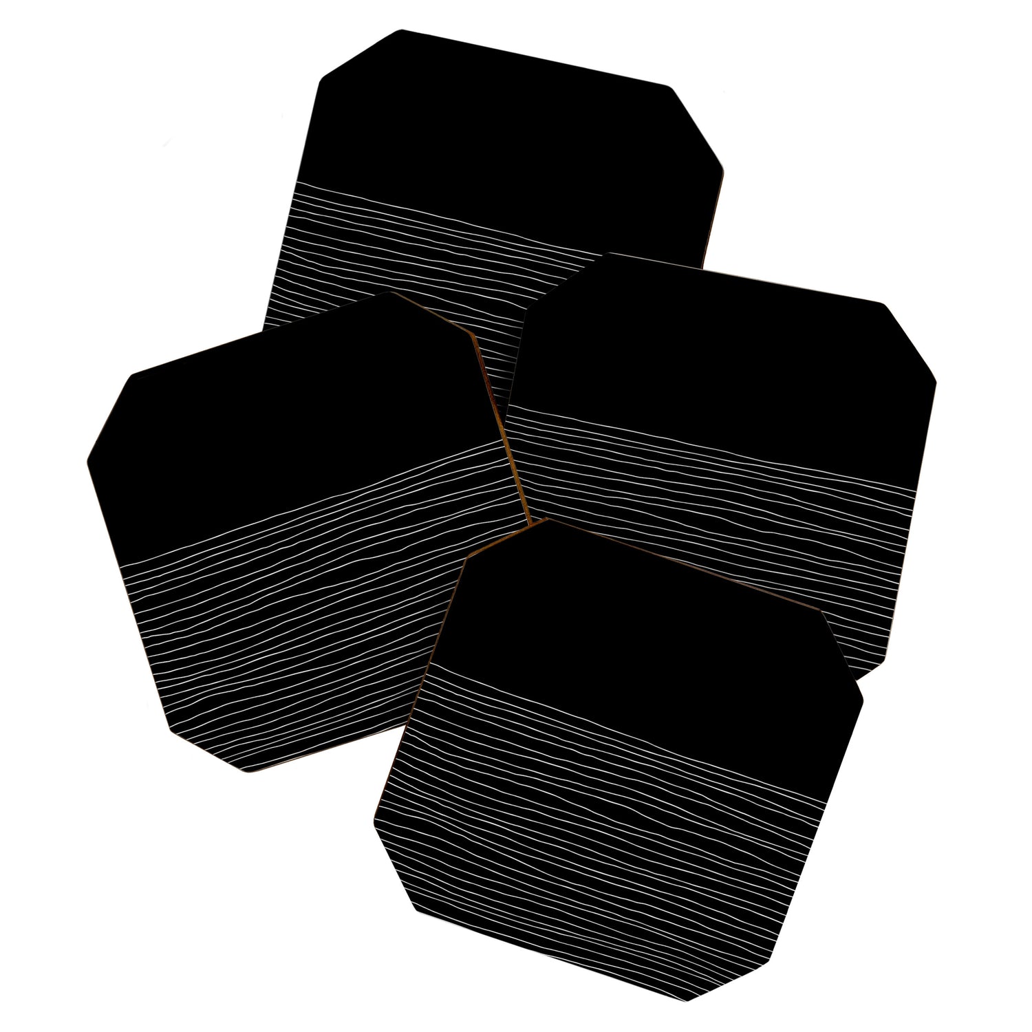 Hand Striped black and white Coaster Gallery Image 1