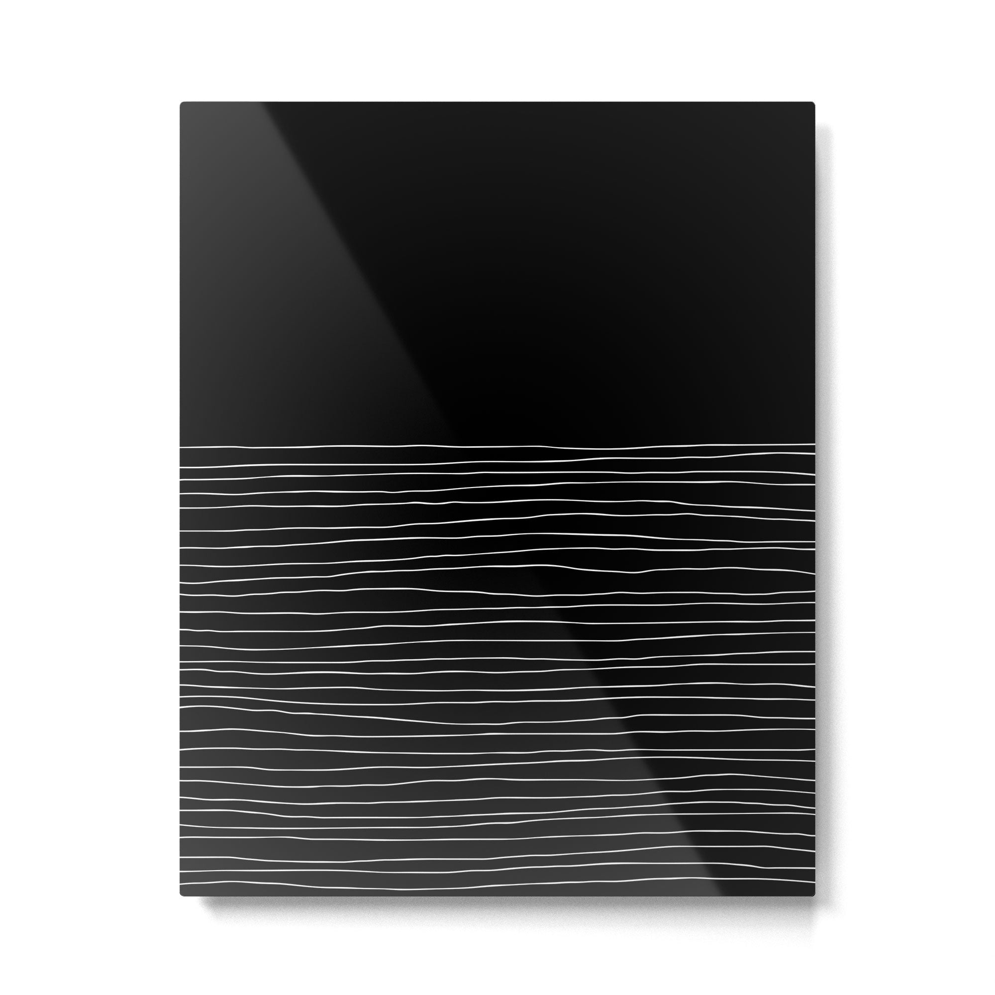 Hand Striped black and white Metal Print Gallery Image 6